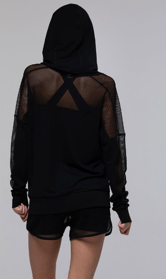 Image Title Mesh Long Sleeve Hoodie; Black, White & Blush.